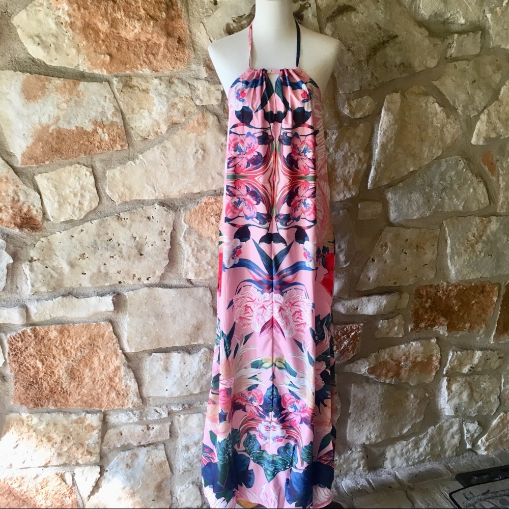 Pink Mokara Floral Halter Dress - Picture 5 of 8